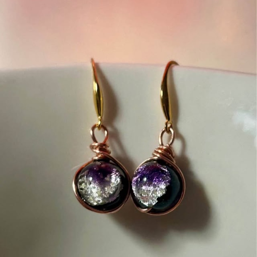 Hand-Made Shimmery Glass Orb Dangle s925 Silver Earrings | Gifting Mother’s Day